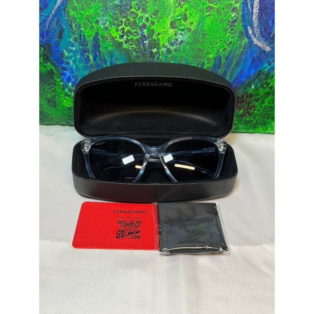 Salvatore Ferragamo SF1088S Light Blue Cat Eye Sunglasses Gancini Logo Womens